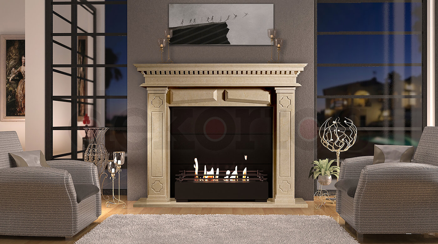 Model PergamonII Bacasız Bio Yakıtlı Şömine Modeli