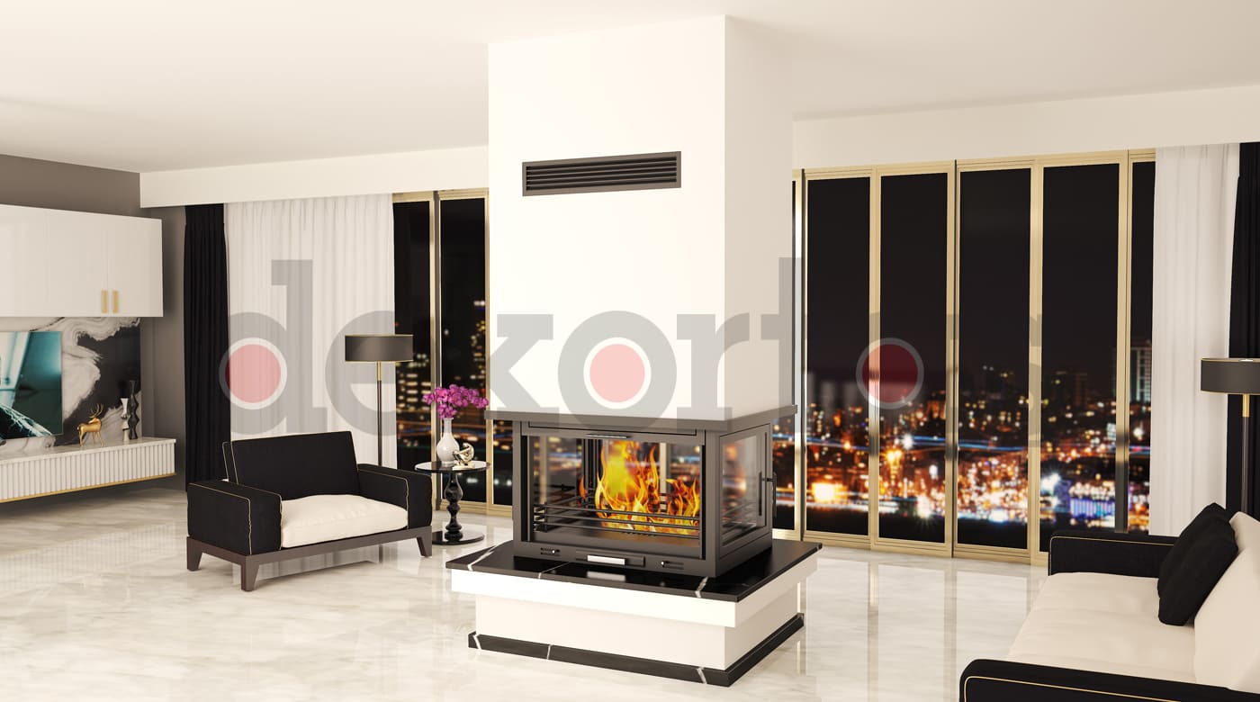 Model Sirius2 100 Odunlu Şömine Modeli